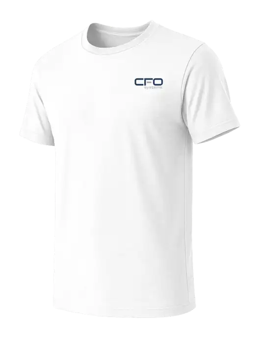 BELLA+CANVAS White Blend CVC Short Sleeve Tee w/CFO Systems Logo
