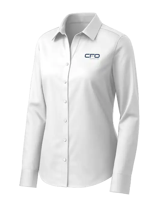 Brooks Brothers Womens White Wrinkle-Free Stretch Pinpoint Shirt w/CFO Systems Logo