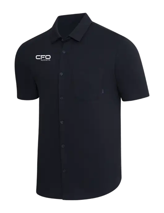 OGIO Black Extend Short Sleeve Button Up Shirt w/CFO Systems Logo