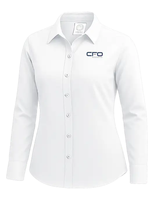 Brooks Brothers Womens White Wrinkle-Free Stretch Nailhead Shirt w/CFO Systems Logo