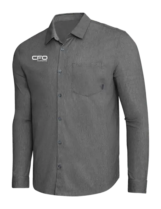 OGIO Dark Grey Heather Extend Long Sleeve Button Up Shirt w/CFO Systems Logo