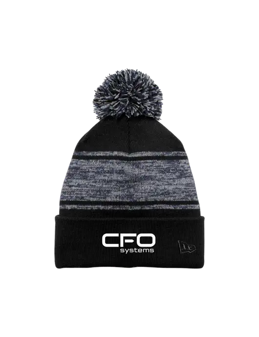 New Era Black/Navy Knit Chilled Pom Beanie w/CFO Systems Logo