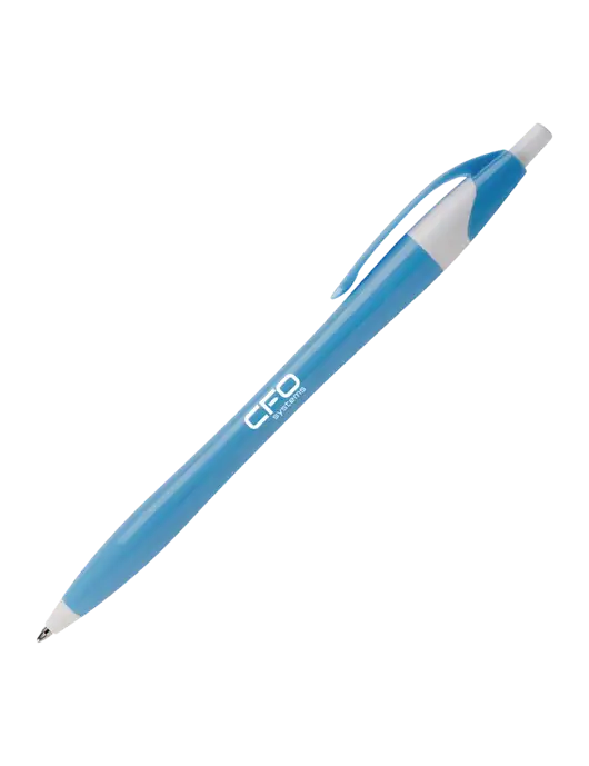 Novella Light Blue/White Breeze Pen - Blue Ink w/CFO Systems Logo