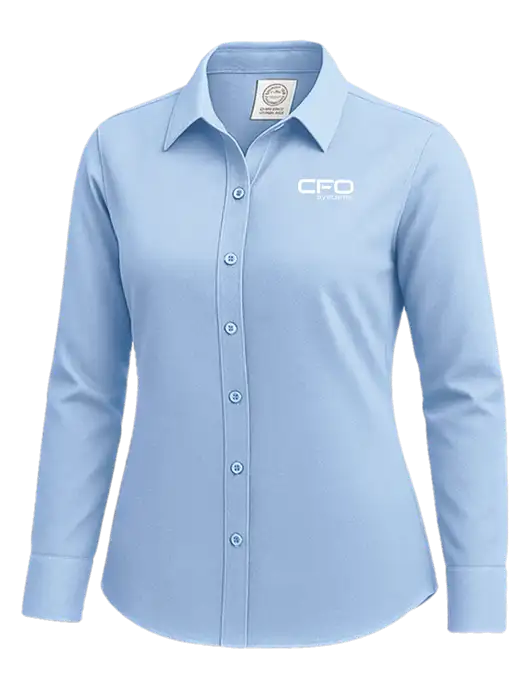 Brooks Brothers Womens Light Blue Wrinkle-Free Stretch Nailhead Shirt w/CFO Systems Logo