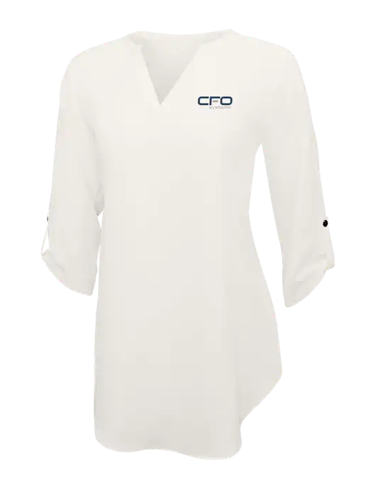 Ivory Womens 3/4 Sleeve Tunic Blouse w/CFO Systems Logo