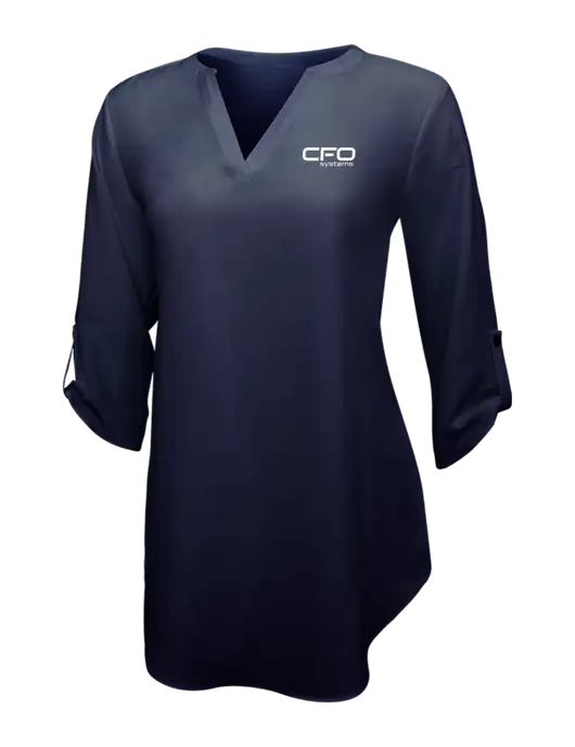 Navy Womens 3/4 Sleeve Tunic Blouse w/CFO Systems Logo