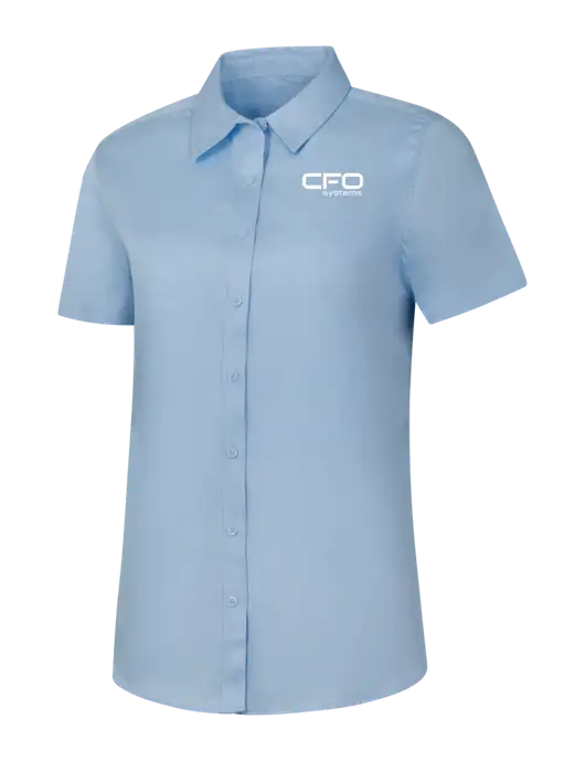 Womens Light Blue Short Sleeve Superpro React Twill Shirt w/CFO Systems Logo