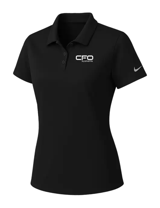 Nike Womens Black Dry Essential Solid Polo w/CFO Systems Logo