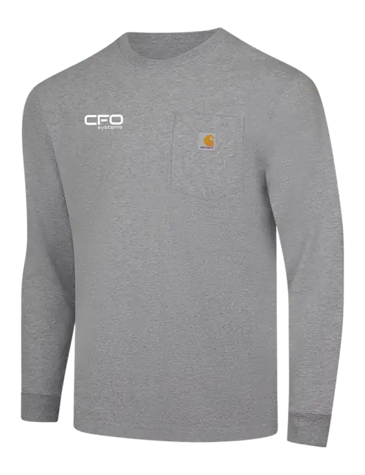Carhartt Light Grey Heather Workwear Pocket Long Sleeve T-Shirt w/CFO Systems Logo