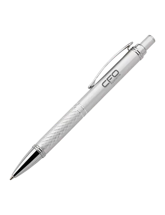 Silver Stellar Scribe Pen - Black Ink w/CFO Systems Logo