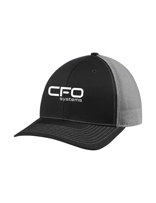 Richardson Adjustable Snapback Original 112 Trucker Cap Black w/Charcoal Mesh w/CFO Systems Logo