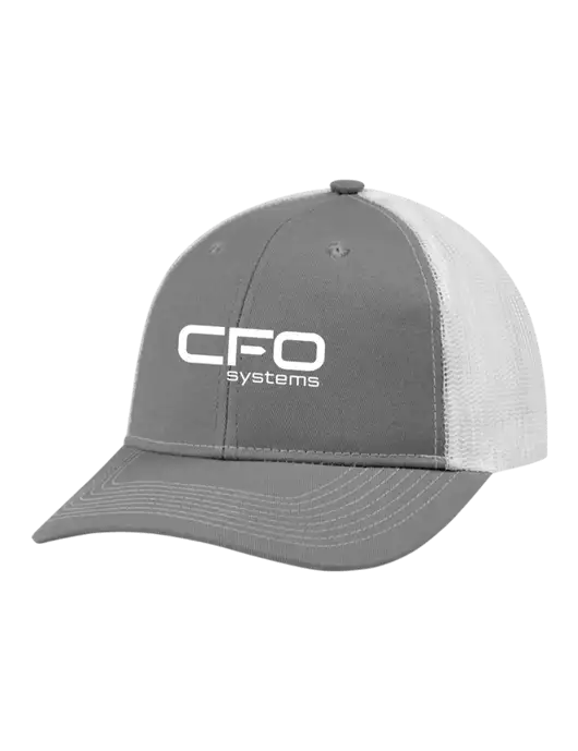 Snapback Ponytail Trucker Cap Light Medium Heather Grey w/White Mesh w/CFO Systems Logo