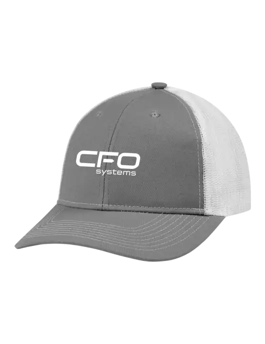 Snapback Ponytail Trucker Cap Light Medium Heather Grey w/White Mesh w/CFO Systems Logo