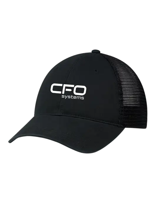 Richardson 111 Garment Washed Trucker Cap Black w/Black Mesh w/CFO Systems Logo