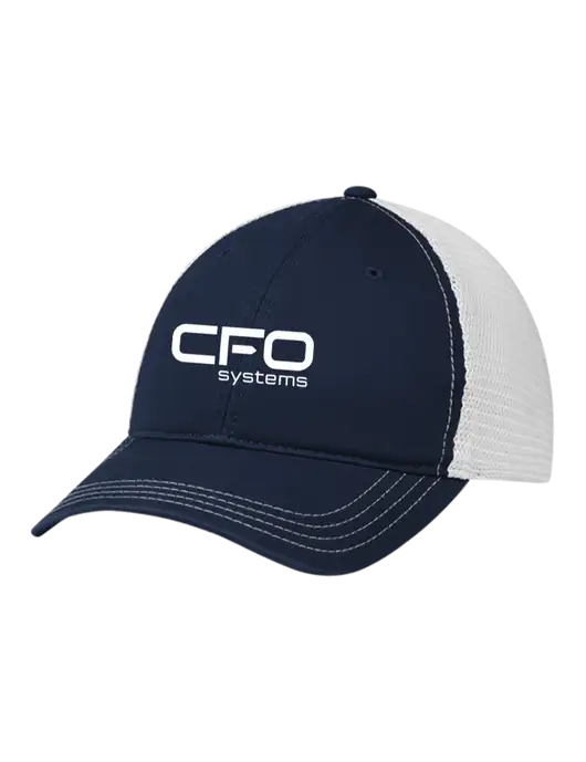 Richardson 111 Garment Washed Trucker Cap Navy w/White Mesh w/CFO Systems Logo