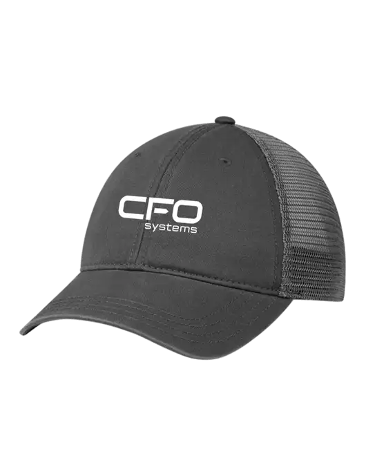 Richardson 111 Garment Washed Trucker Cap Charcoal w/Charcoal Mesh w/CFO Systems Logo