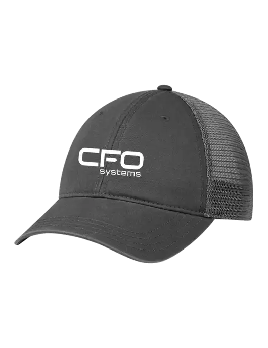 Richardson 111 Garment Washed Trucker Cap Charcoal w/Charcoal Mesh w/CFO Systems Logo