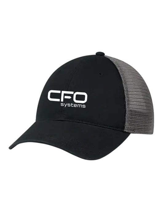 Richardson 111 Garment Washed Trucker Cap Black w/Charcoal Mesh w/CFO Systems Logo
