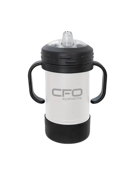 Polar Camel 10 oz Powder Coated White Sippy Cup w/CFO Systems Logo
