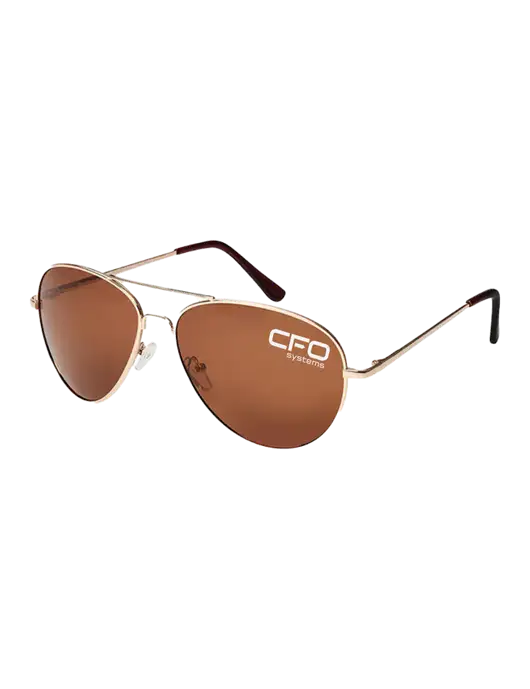 Aviator Coffee Brown with Gold Sunglasses  w/CFO Systems Logo