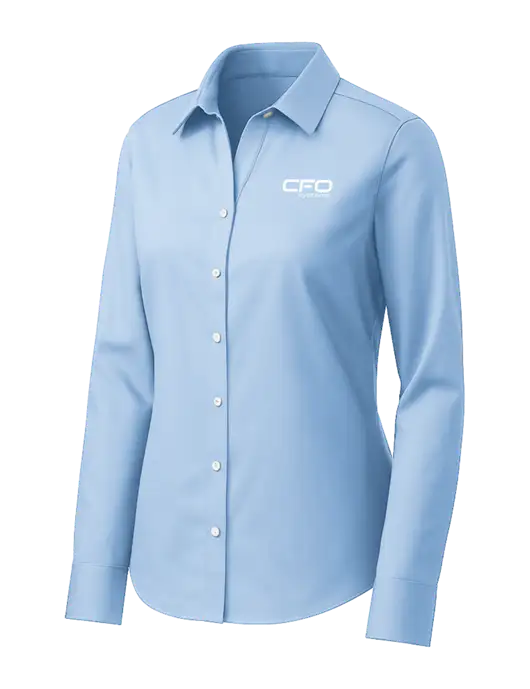 Brooks Brothers Womens Light Blue Wrinkle-Free Stretch Pinpoint Shirt w/CFO Systems Logo