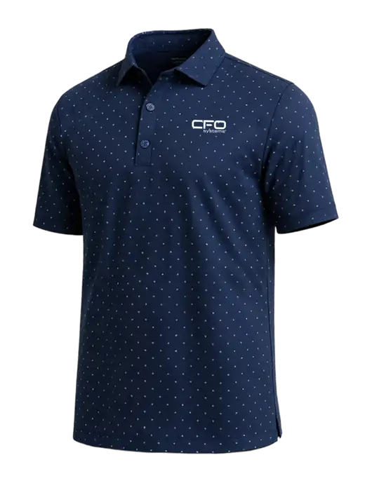 Callaway Micro Chev Dark Navy Print Polo w/CFO Systems Logo