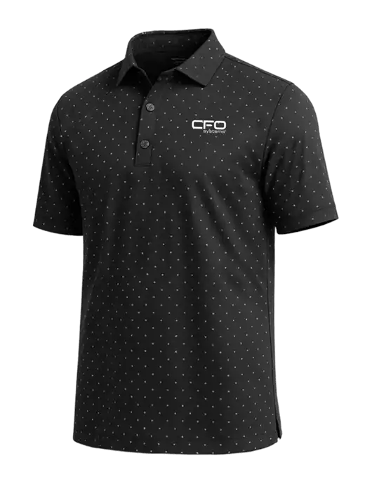 Callaway Micro Chev Black Print Polo w/CFO Systems Logo