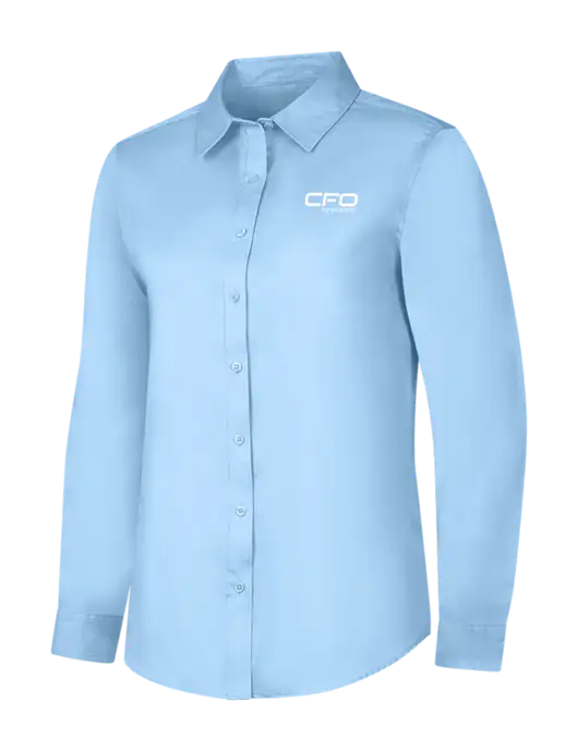 Womens Light Blue Long Sleeve Superpro React Twill Shirt w/CFO Systems Logo