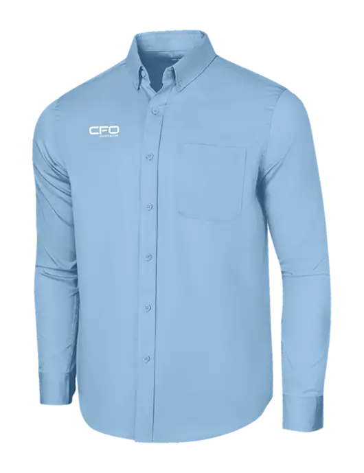Long Sleeve Light Blue Superpro React Twill Shirt w/CFO Systems Logo