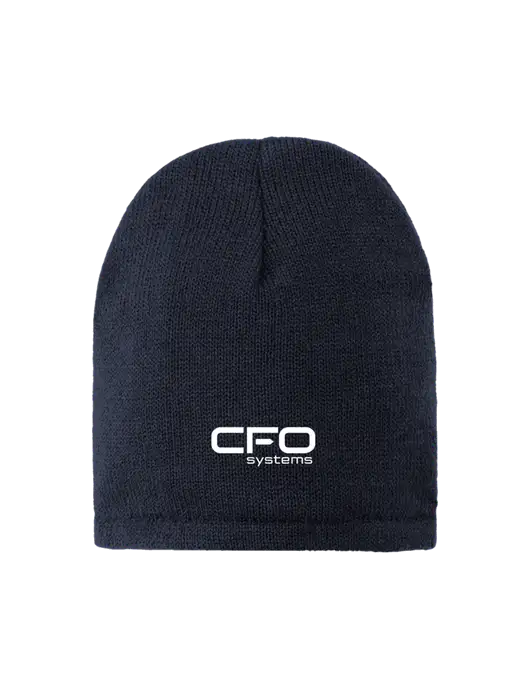 Dark Navy Fleece-Lined Beanie Cap w/CFO Systems Logo