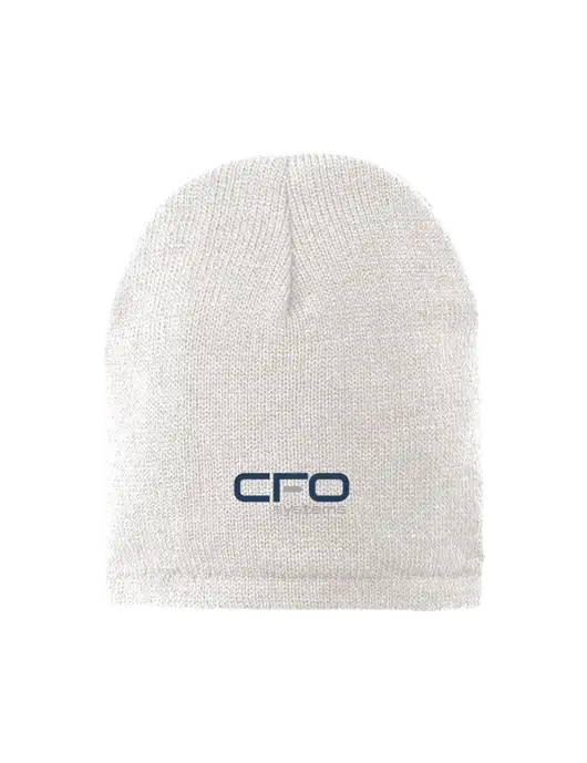White Fleece-Lined Beanie Cap w/CFO Systems Logo