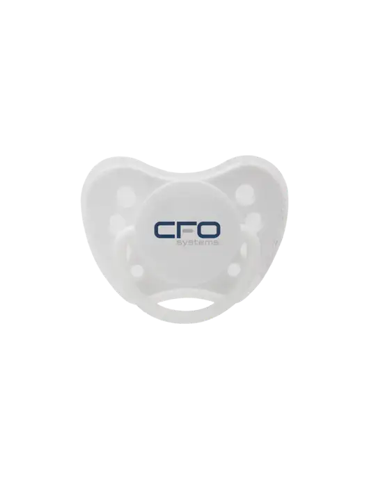 Silicone White Pacifier with Clear Cover w/CFO Systems Logo