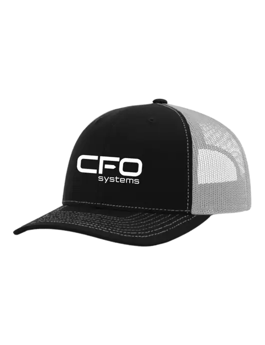Richardson Adjustable Snapback Original 112 Trucker Cap Black w/White Mesh w/CFO Systems Logo