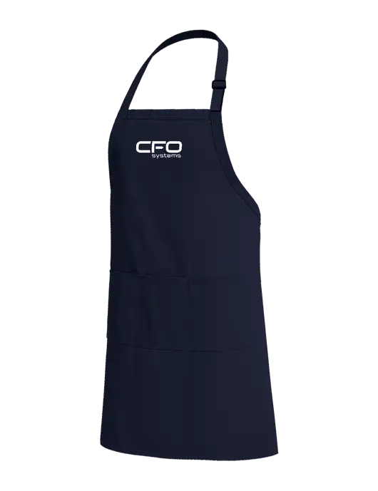 Easy Care Extra Long Bib Navy Apron with Stain Release w/CFO Systems Logo