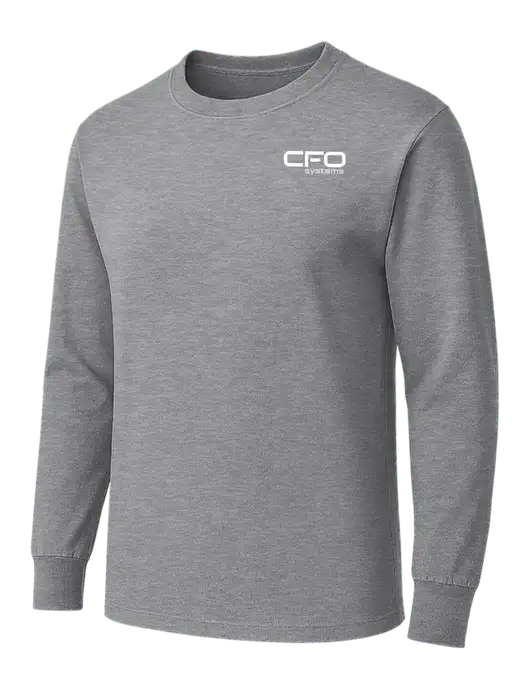 Medium Grey Heather Heavyweight Long Sleeve 6.1 oz T-Shirt w/CFO Systems Logo