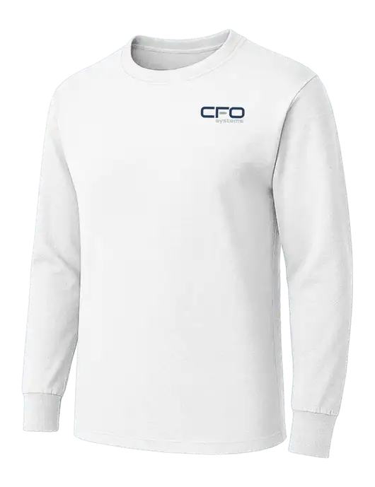 White Heavyweight Long Sleeve 6.1 oz T-Shirt w/CFO Systems Logo