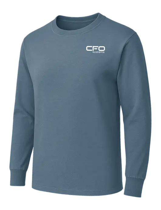 Slate Blue Heavyweight Long Sleeve 6.1 oz T-Shirt w/CFO Systems Logo