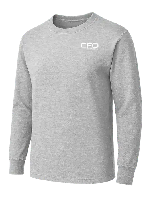 Light Grey Heather Heavyweight Long Sleeve 6.1 oz T-Shirt w/CFO Systems Logo