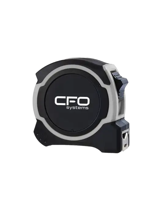 Light Grey and Black Pro Tape Measure, 25'
 w/CFO Systems Logo