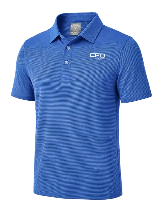 Callaway Royal Blue Fine Line Stripe Polo w/CFO Systems Logo