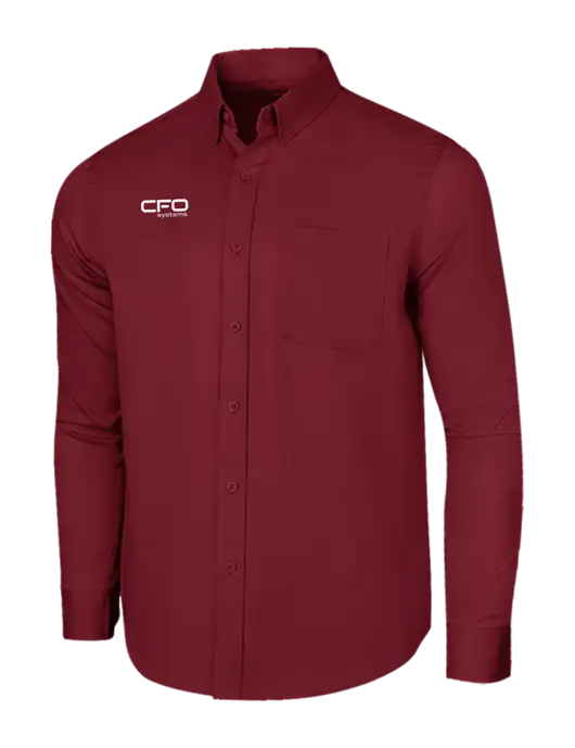 Long Sleeve Maroon Superpro React Twill Shirt w/CFO Systems Logo