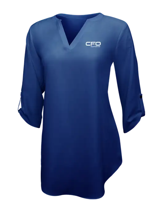 Dark Royal Womens 3/4 Sleeve Tunic Blouse w/CFO Systems Logo
