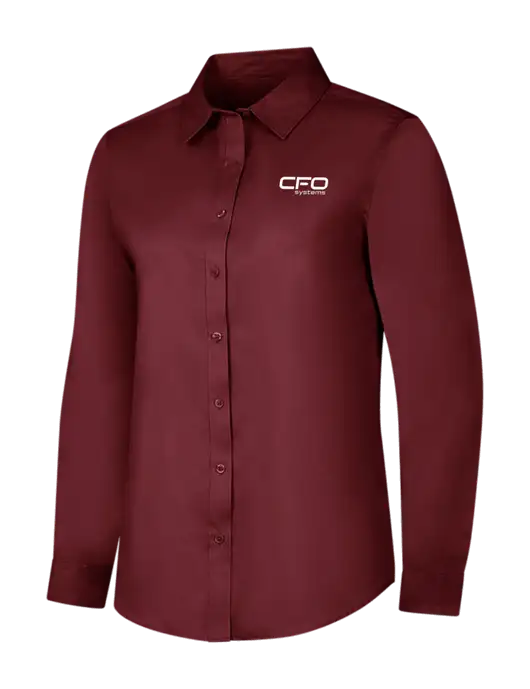 Maroon Womens Long Sleeve Superpro React Twill Shirt w/CFO Systems Logo