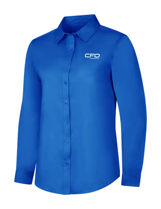 Womens Long Sleeve Royal Blue Superpro React Twill Shirt w/CFO Systems Logo