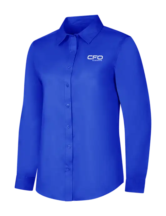 Womens Long Sleeve Dark Royal Superpro React Twill Shirt w/CFO Systems Logo