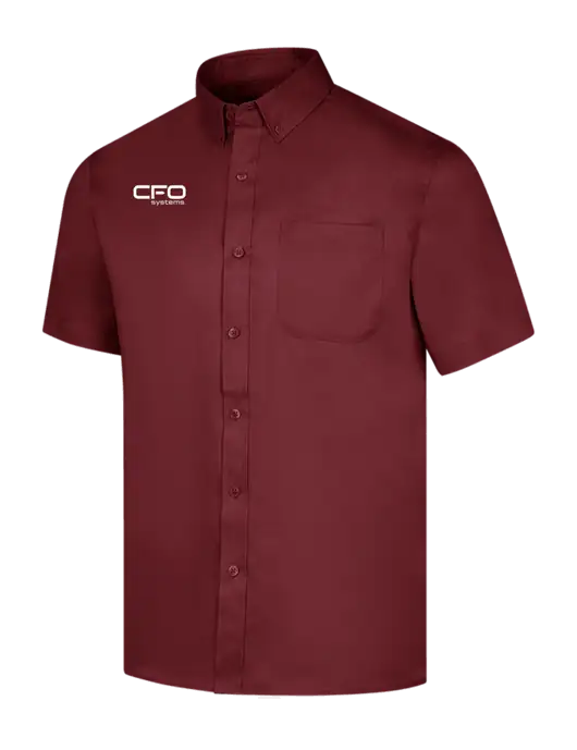 Short Sleeve Maroon Superpro React Twill Shirt w/CFO Systems Logo