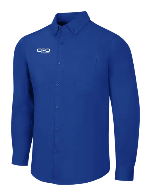 Dark Royal Long Sleeve Carefree Poplin Shirt w/CFO Systems Logo