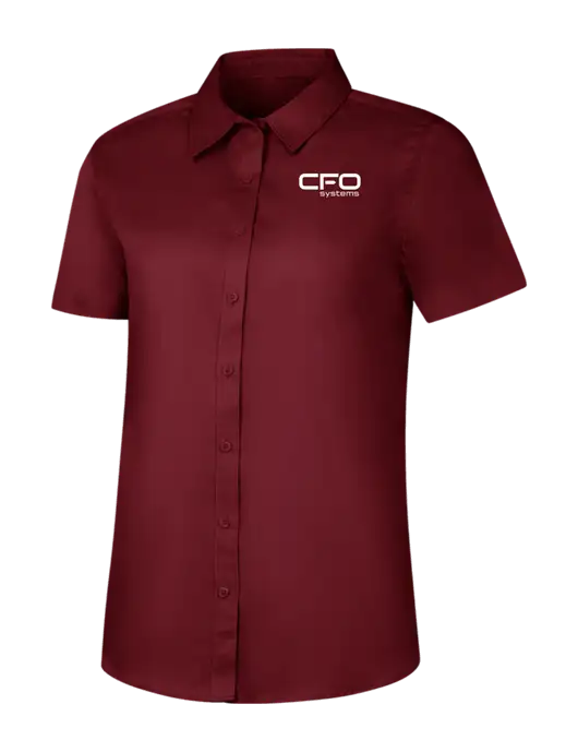 Womens Maroon Short Sleeve Superpro React Twill Shirt w/CFO Systems Logo