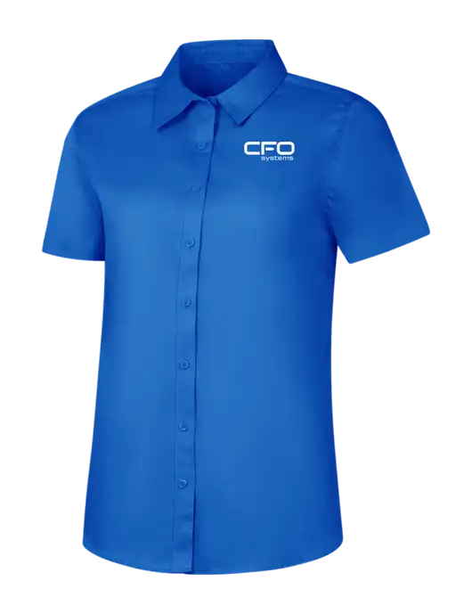 Womens Short Sleeve Royal Blue Superpro React Twill Shirt w/CFO Systems Logo