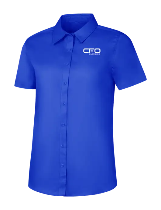 Womens Short Sleeve Dark Royal Superpro React Twill Shirt w/CFO Systems Logo